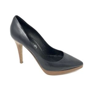 Boutique 58 Black Leather Pointed Toe Heels 7.5